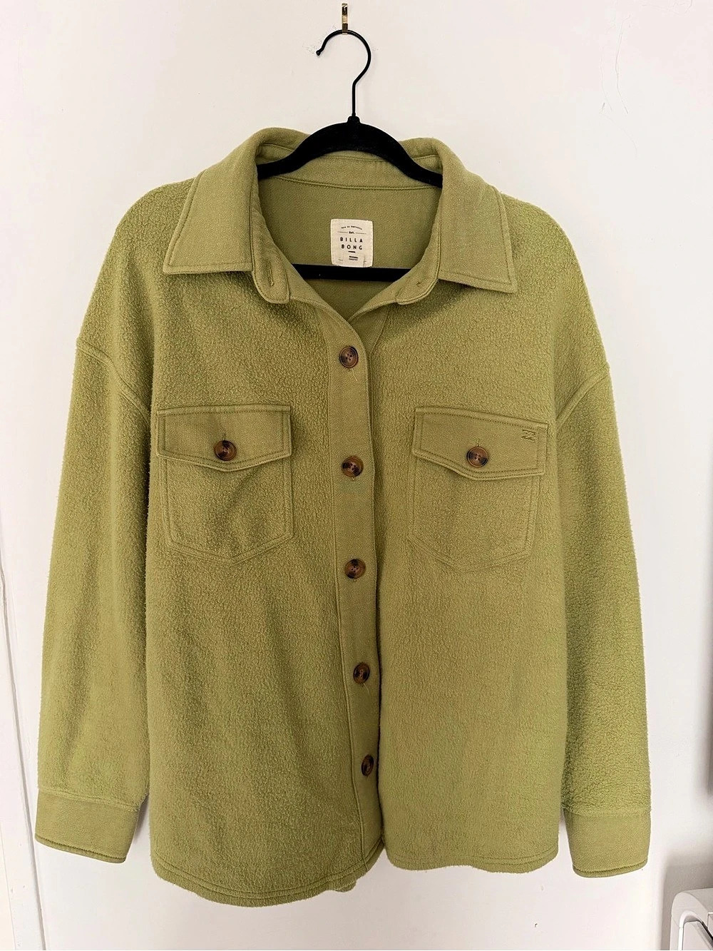 Billabong Fire Side Shacket Fleece Jacket Green Small